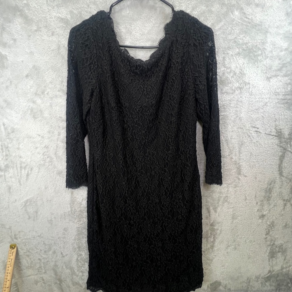 Laundry Shelli Segal Black Floral Lace Sheath Dress Goth Romantic LBD Classic